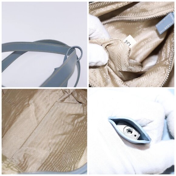 PRADA Tote Bag Nylon Light Blue Silver Auth - Picture 15 of 16